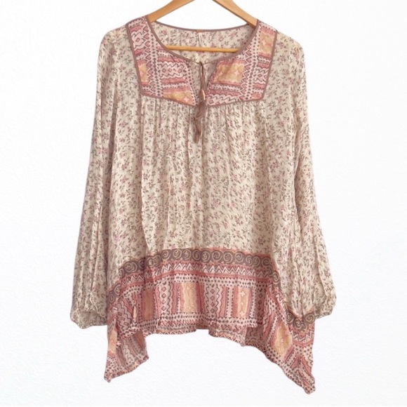 Boho Flowy Ditzy Floral Fairycore Free People Metallic Dream Lover Tunic XS - Picture 5 of 9